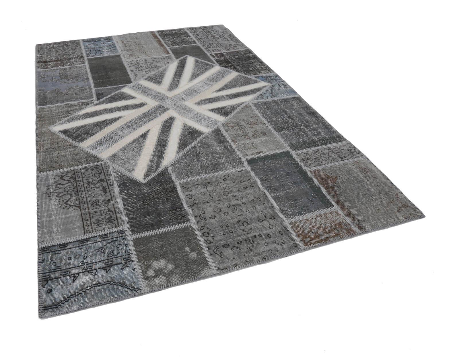 7x10 British Flag Patchwork Rug - 22616
