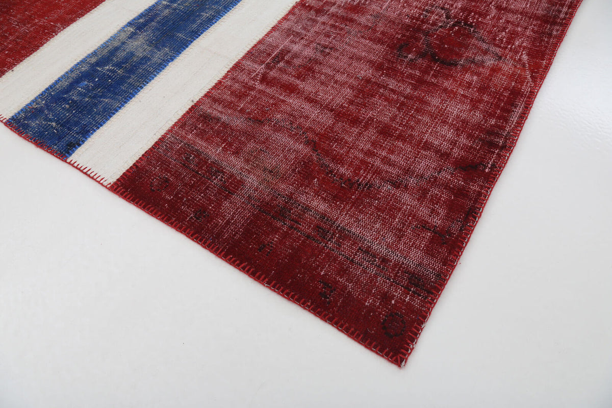 6x9 Norwegian Flag Patchwork Rug - 22620