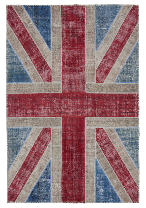 7x10 British Flag Patchwork Rug - 22621