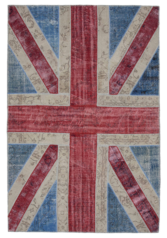 7x10 British Flag Patchwork Rug - 22622