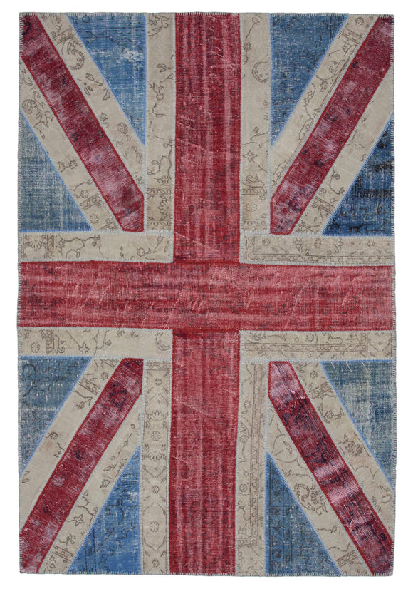 7x10 British Flag Patchwork Rug - 22622