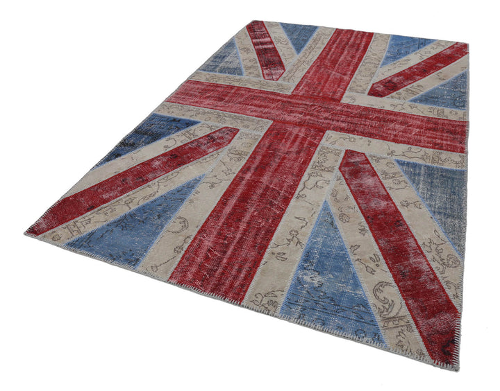 7x10 British Flag Patchwork Rug - 22622