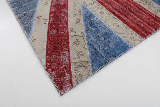 7x10 British Flag Patchwork Rug - 22622