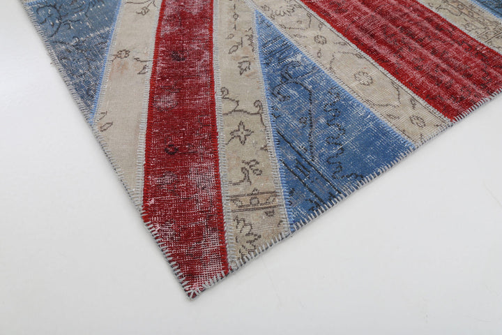 7x10 British Flag Patchwork Rug - 22622