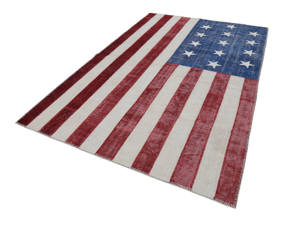 6x10 American Flag Patchwork Rug - 22628