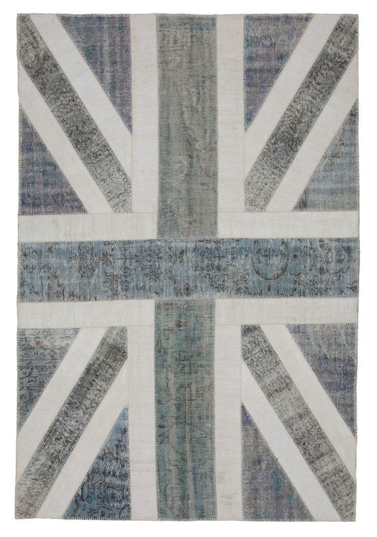 7x10 British Flag Patchwork Rug - 22629