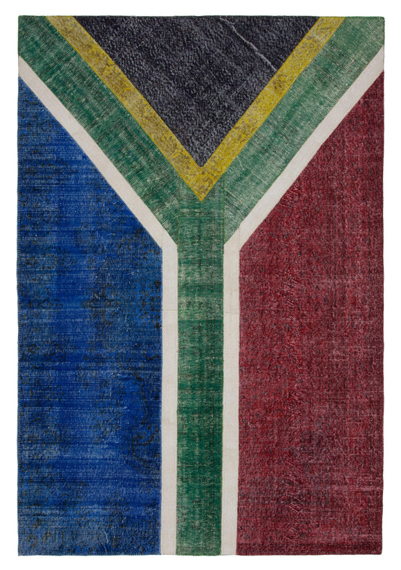 7x10 South Africa Flag Patchwork Rug - 22639
