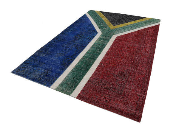 7x10 South Africa Flag Patchwork Rug - 22639