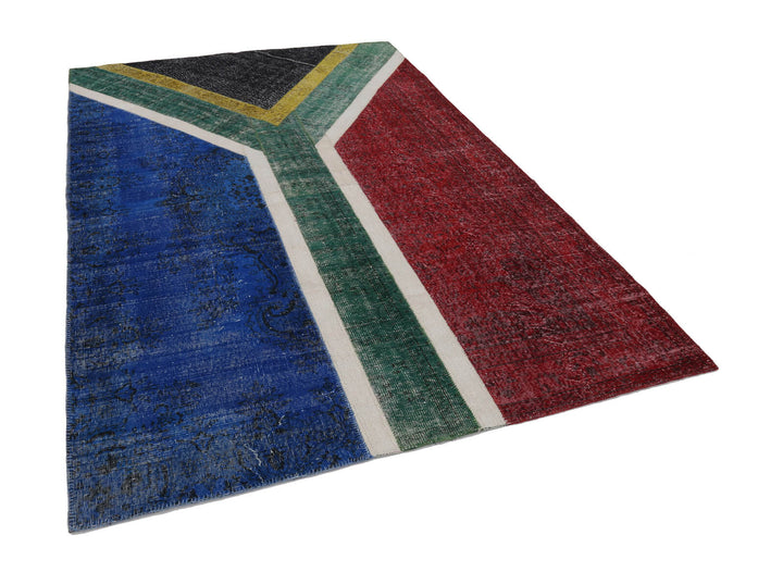7x10 South Africa Flag Patchwork Rug - 22639