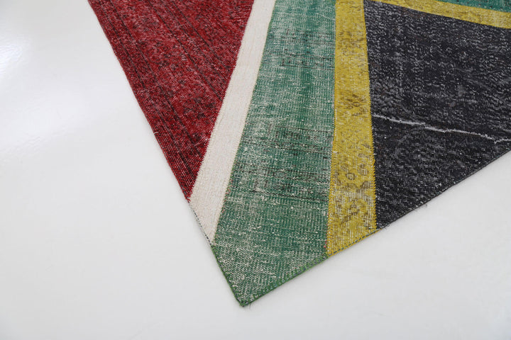 7x10 South Africa Flag Patchwork Rug - 22639