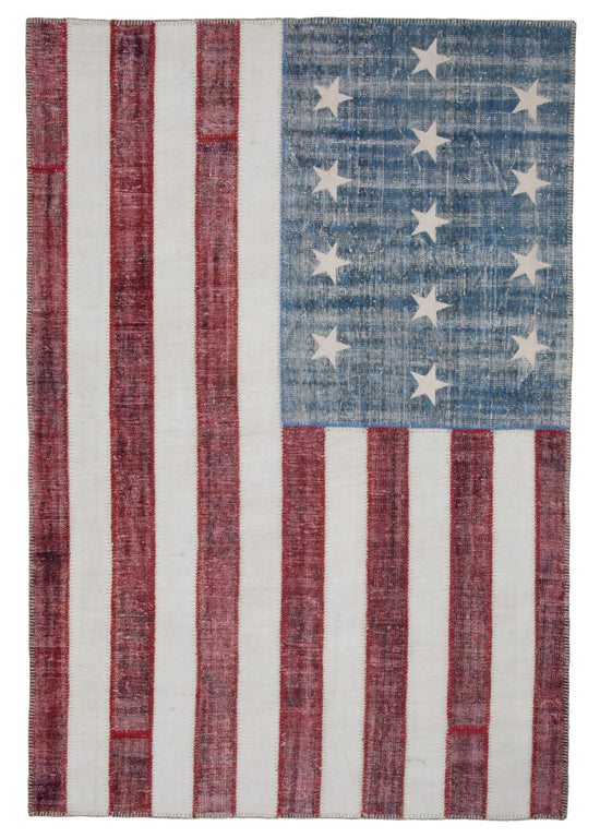7x10 American Flag Patchwork Rug - 22645