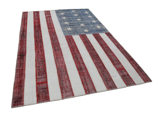 7x10 American Flag Patchwork Rug - 22645