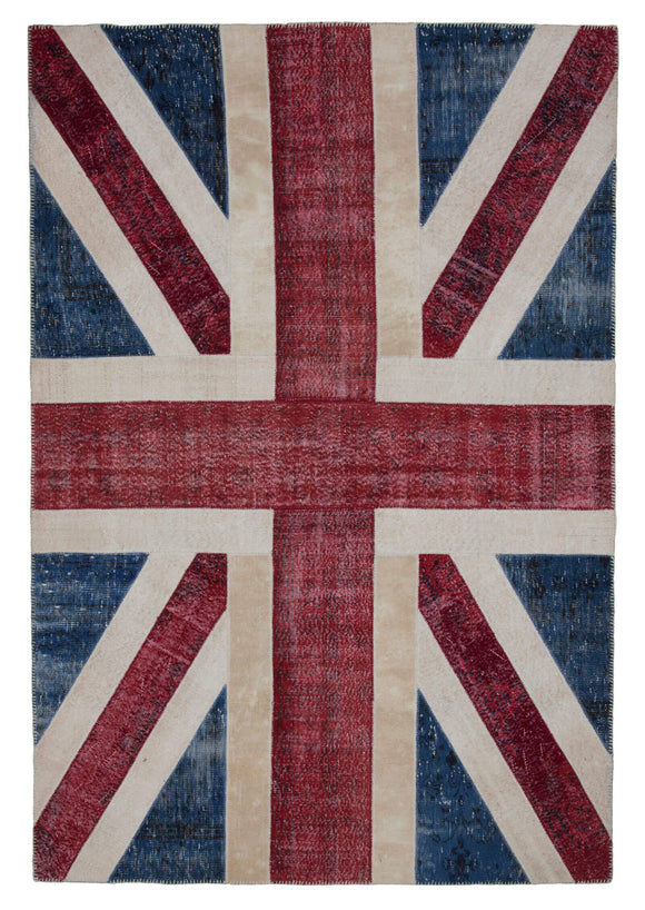 7x10 Uk Flag Patchwork Rug - 22651