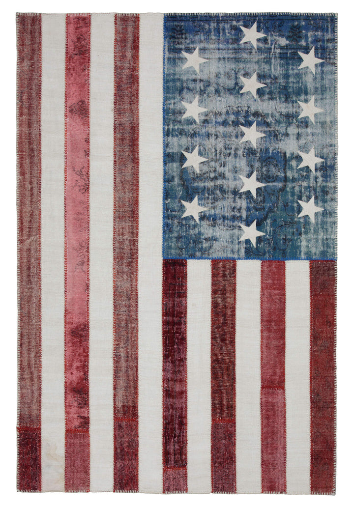 7x10 American Flag Patchwork Rug - 22656