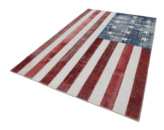 7x10 American Flag Patchwork Rug - 22656