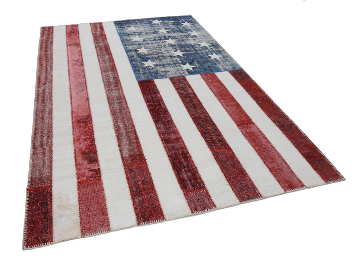 7x10 American Flag Patchwork Rug - 22656