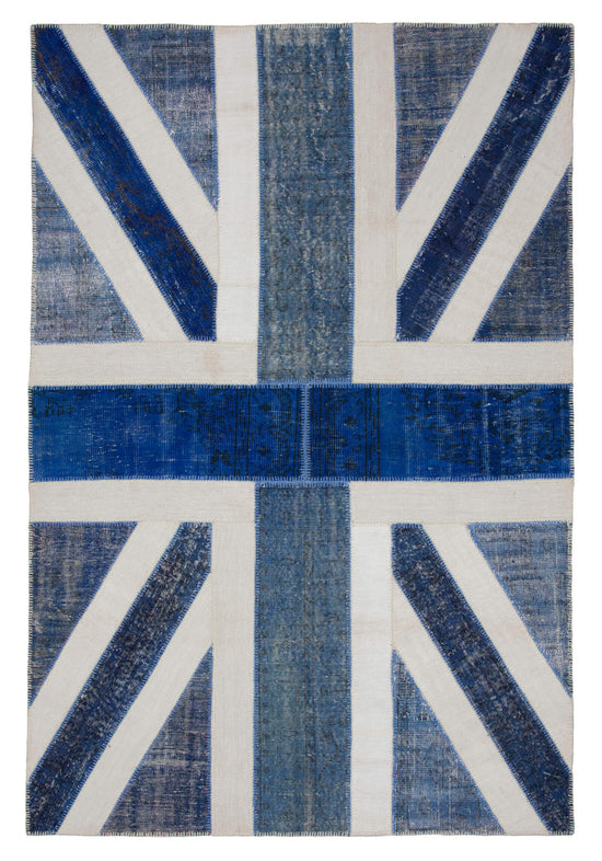 7x10 British Flag Patchwork Rug - 22658