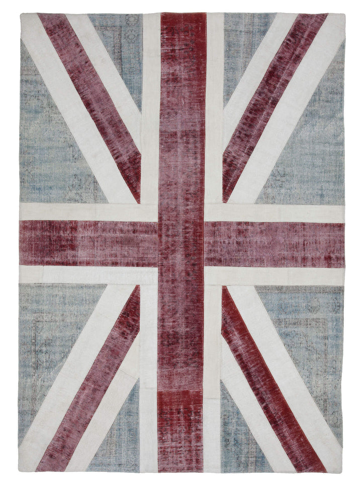 7x10 British Flag Patchwork Rug - 22663