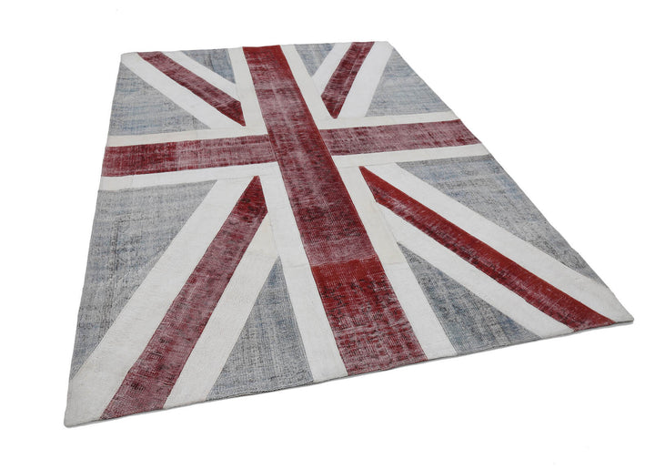 7x10 British Flag Patchwork Rug - 22663