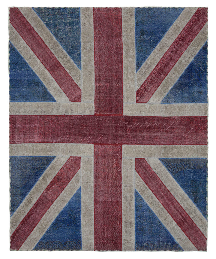 8x10 British Flag Patchwork Rug - 22664