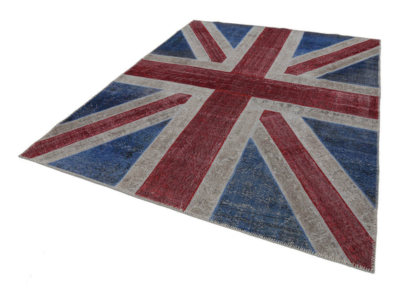 8x10 British Flag Patchwork Rug - 22664