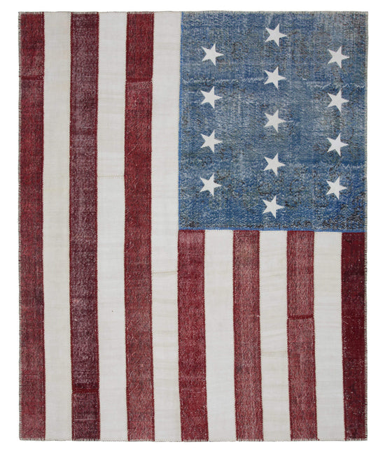 8x10 American Flag Patchwork Rug - 22672