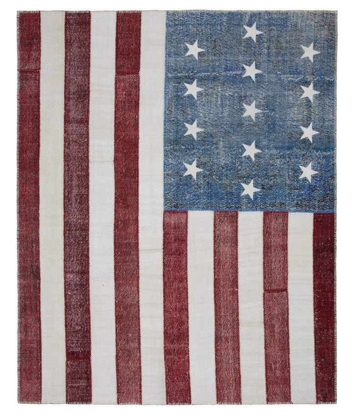 8x10 American Flag Patchwork Rug - 22672