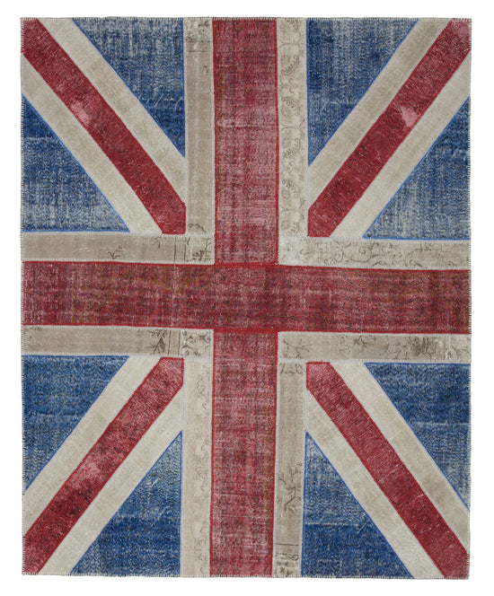 8x10 British Flag Patchwork Rug - 22673