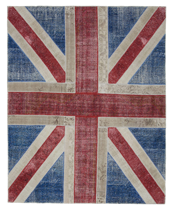 8x10 British Flag Patchwork Rug - 22673