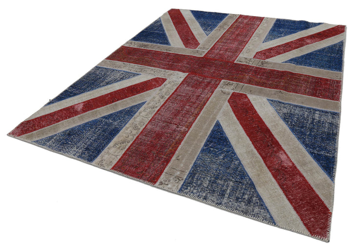 8x10 British Flag Patchwork Rug - 22673