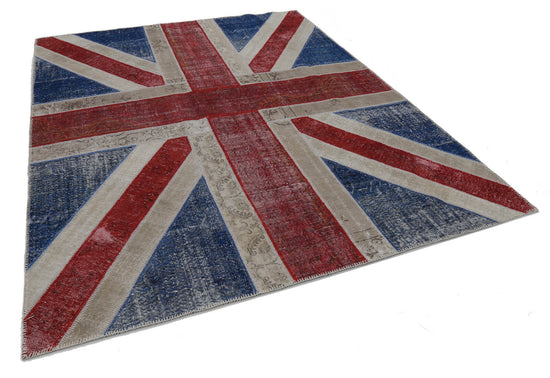 8x10 British Flag Patchwork Rug - 22673