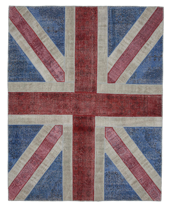 8x10 British Flag Patchwork Rug - 22674