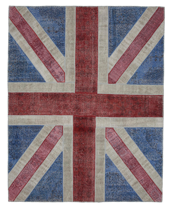 8x10 British Flag Patchwork Rug - 22674