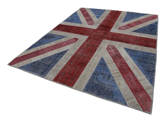8x10 British Flag Patchwork Rug - 22674