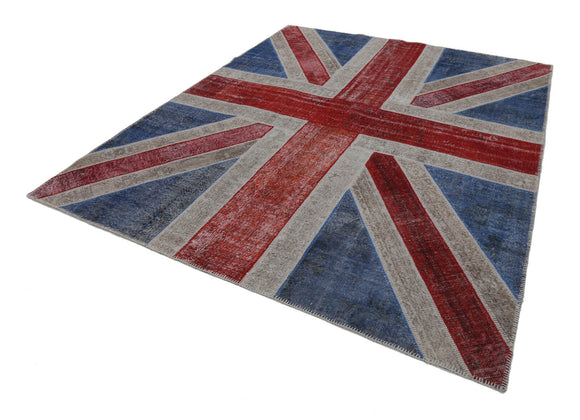 8x10 British Flag Patchwork Rug - 22675