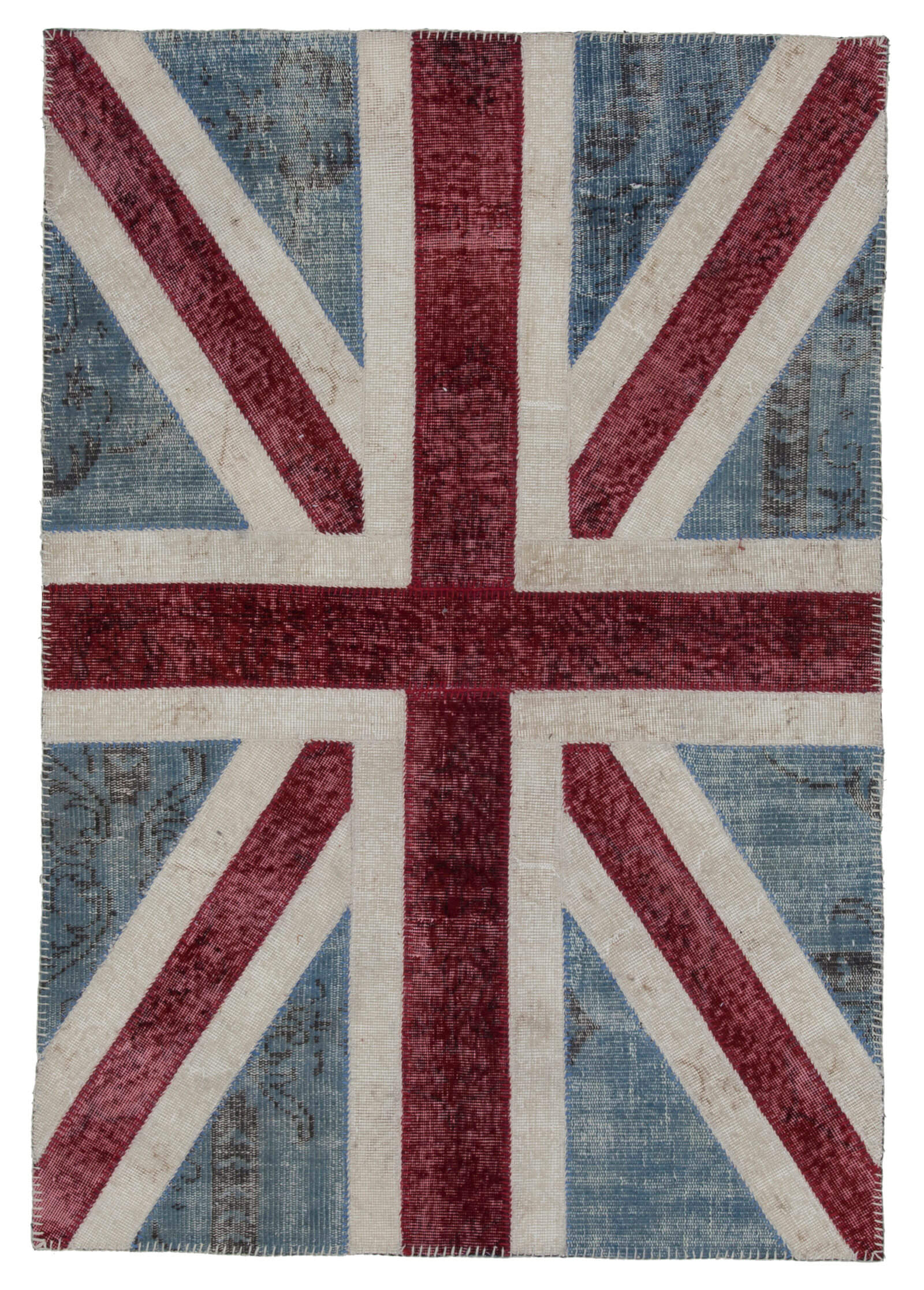 Flag Rug Pattern 4x6 Blue Handmade Vintage Flag Patchwork Area Rug 22718