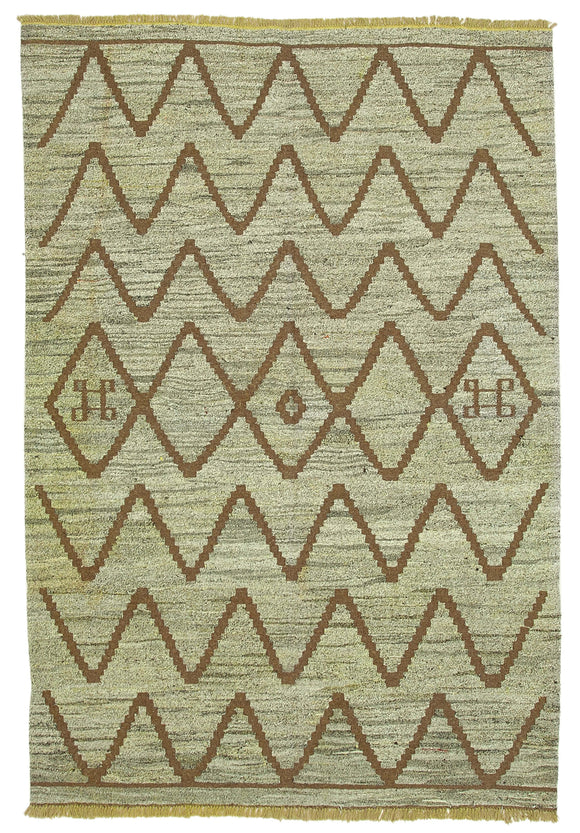 7x10 Green Contemporary Area Rug - 22766