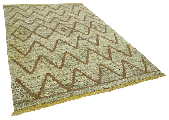 7x10 Green Contemporary Area Rug - 22766
