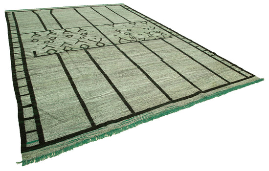 10x14 Green Contemporary Area Rug - 22817