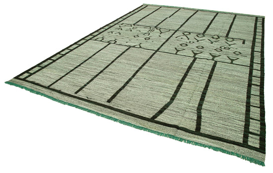 10x14 Green Contemporary Area Rug - 22817