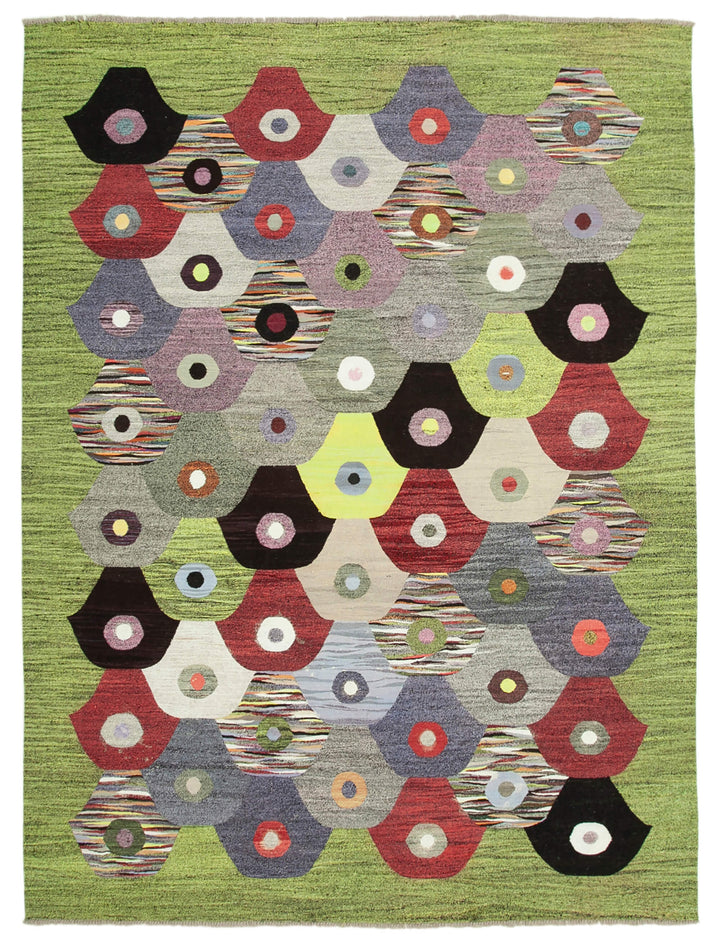 9x12 Green Contemporary Area Rug - 22837