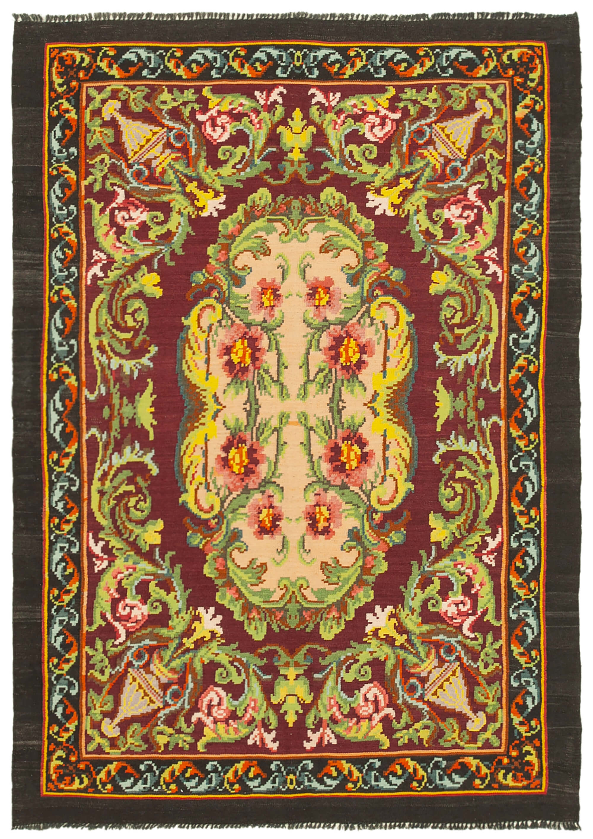 5x7 Brown Vintage Moldovan Kilim Rug - 23274