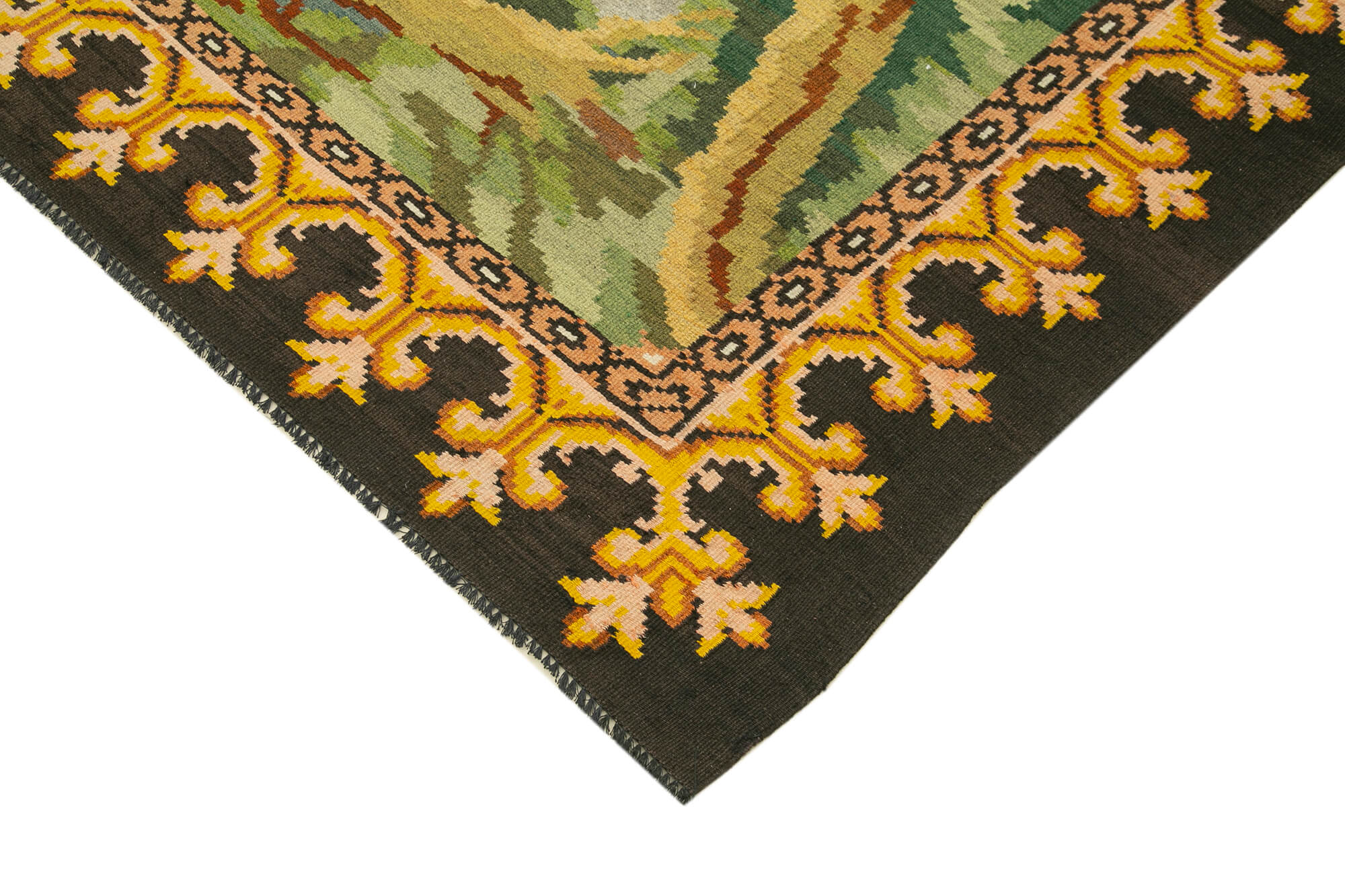 7x7 Black Vintage Moldovan Kilim Rug - 23288