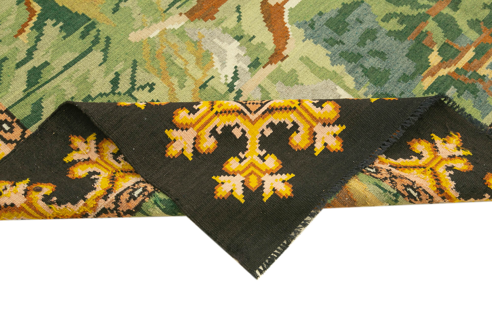 7x7 Black Vintage Moldovan Kilim Rug - 23288