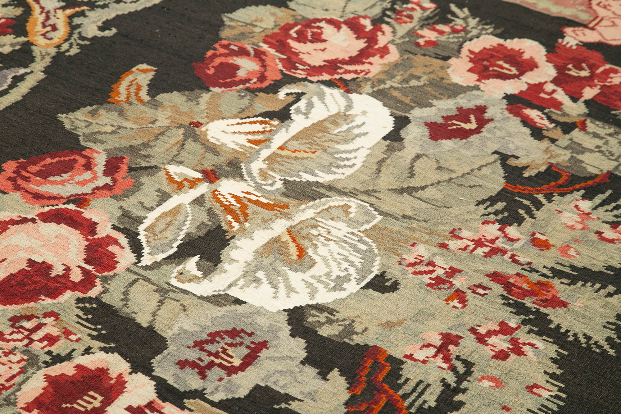 6x10 Black Vintage Moldovan Kilim Rug - 23303