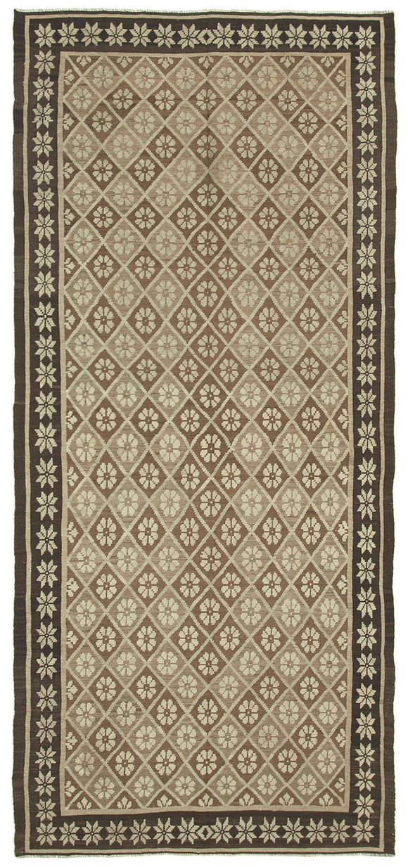 6x12 Black Rose Kilim Runner Rug - 23307