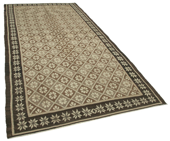 6x12 Black Rose Kilim Runner Rug - 23307