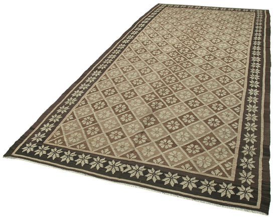 6x12 Black Rose Kilim Runner Rug - 23307