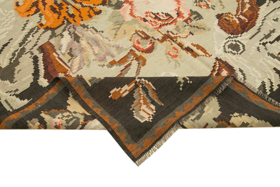 6x10 Black Vintage Moldovan Kilim Rug - 23320