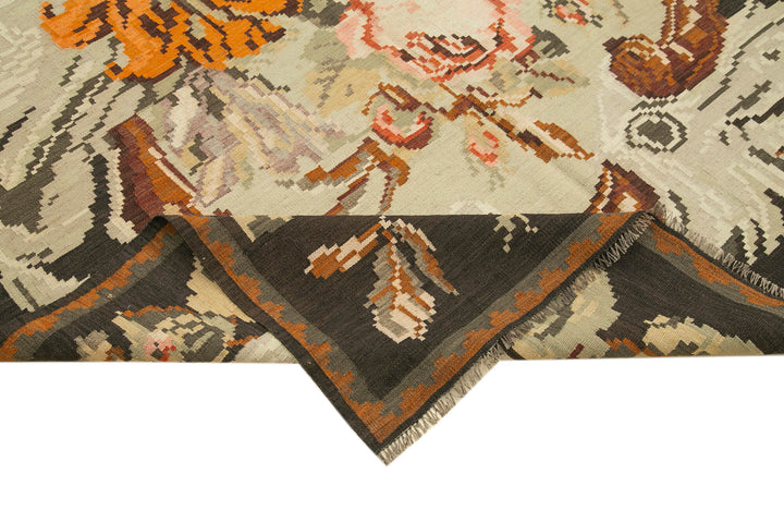 6x10 Black Vintage Moldovan Kilim Rug - 23320